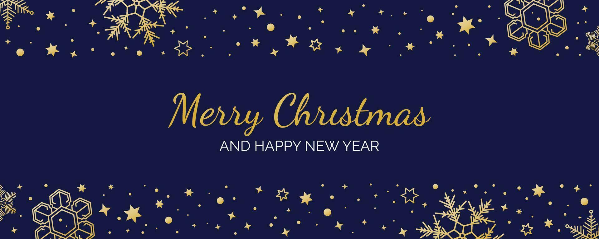 vrolijk Kerstmis en nieuw jaar kaart met abstract goud decoratie Aan kobalt blauw kleur achtergrond vector