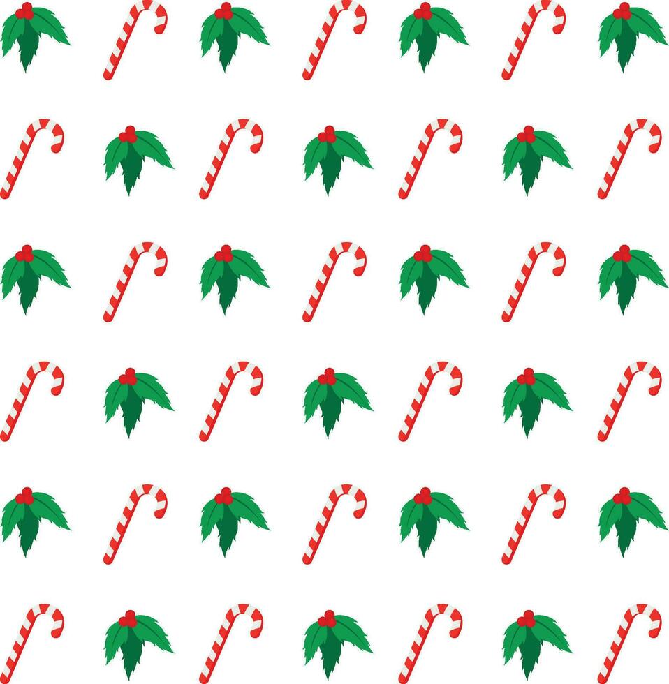 vrolijk Kerstmis patroon met maretak en lolly geïsoleerd Aan wit achtergrond vector