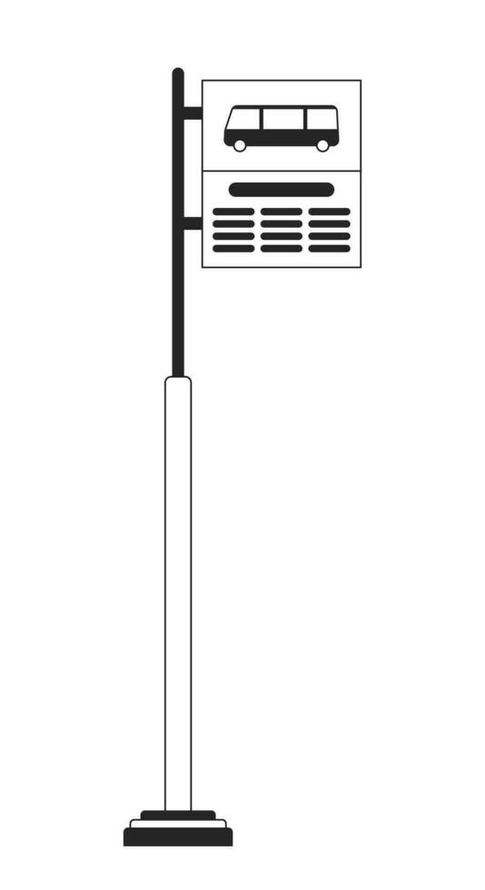 bus hou op teken vlak monochroom geïsoleerd vector voorwerp. langs de weg uithangbord voor openbaar vervoer. bewerkbare zwart en wit lijn kunst tekening. gemakkelijk schets plek illustratie voor web grafisch ontwerp