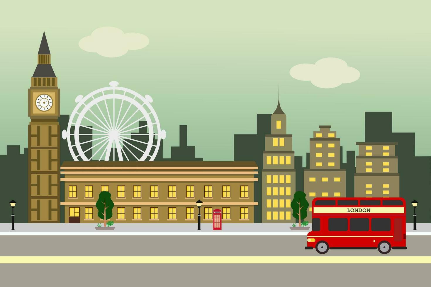 Londen vector stad horizon illustratie