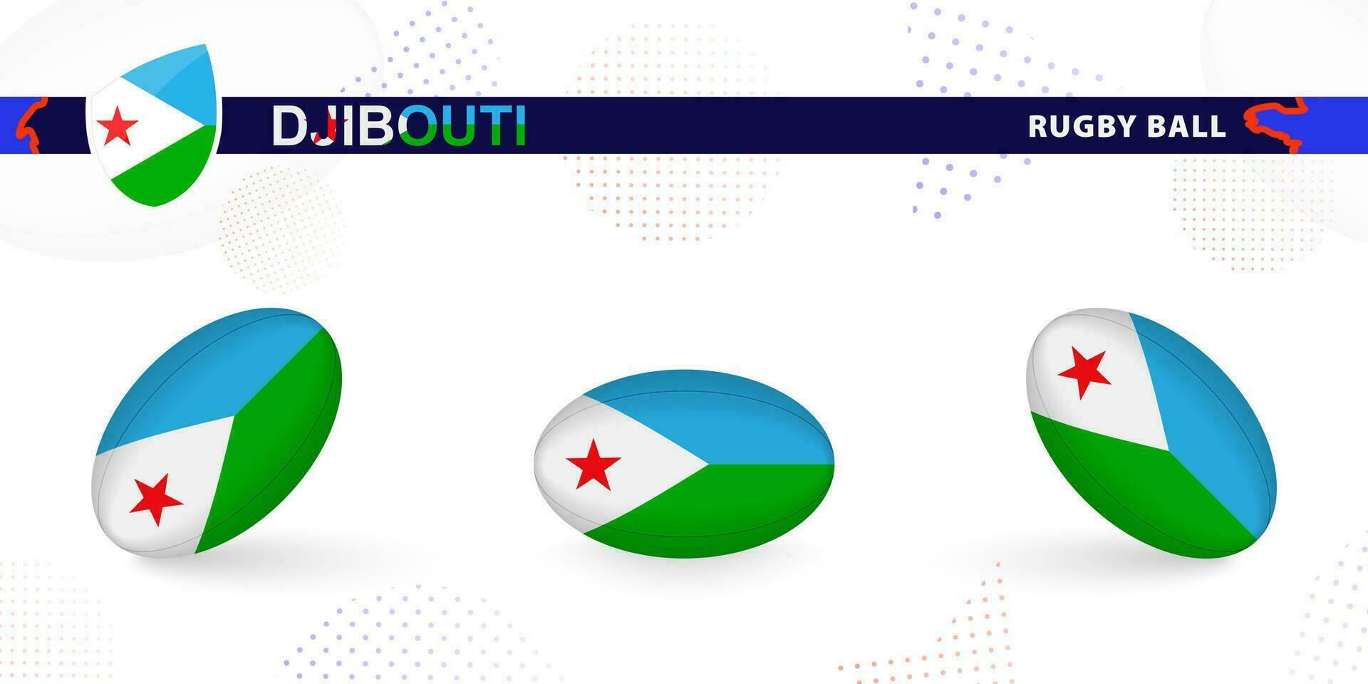 rugby bal reeks met de vlag van Djibouti in divers hoeken Aan abstract achtergrond. vector