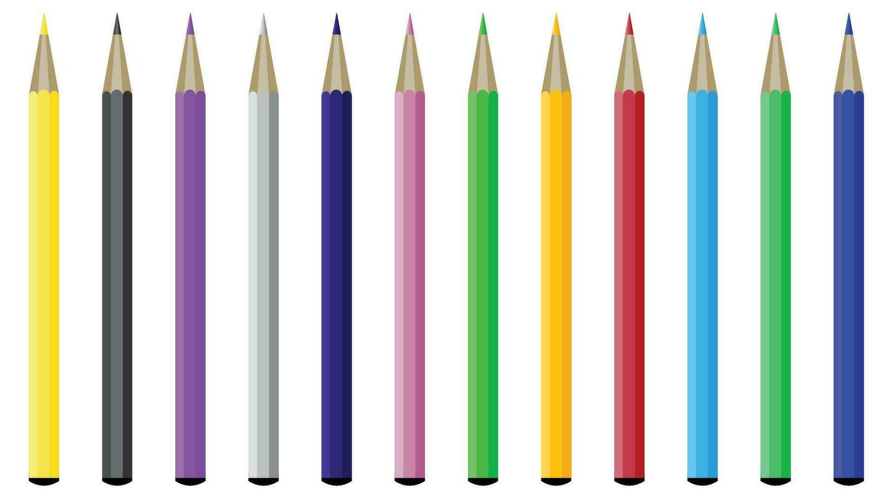 verzameling van gekleurde potloden. kleurpotloden en kleur potlood tekening, kleur pen vector, illustratie van gekleurd potloden geïsoleerd vector