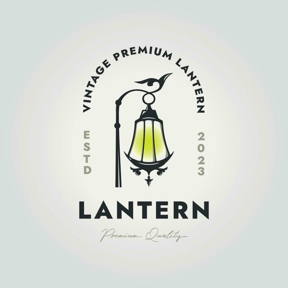 wijnoogst straat lamp logo icoon, illustratie vector van lantaarn ontwerp