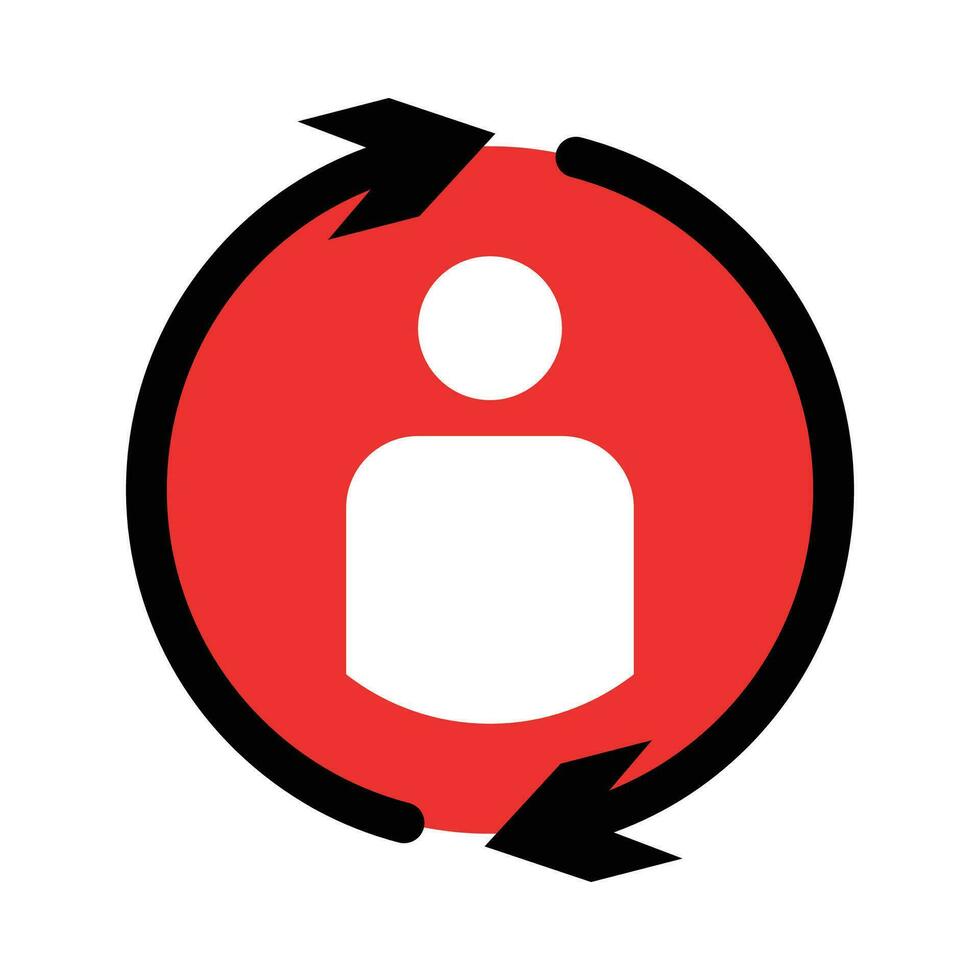 profiel herladen icoon met circulaire pijl symbool en persoon, vector geïsoleerd Aan wit achtergrond.