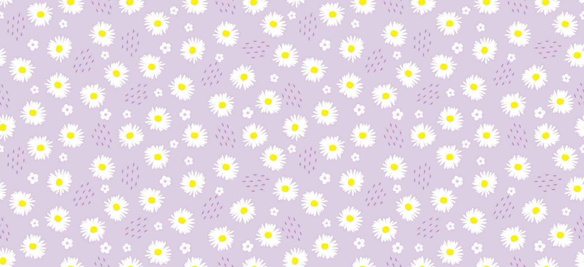 madeliefje bloem patroon. mooi wit bloem achtergrond. bloemen bloesem madeliefje. voorjaar wit bloem ontwerp vector. madeliefjes Aan een Purper achtergrond. vector ontwerp voor kleding stof, inpakken papier, afdrukken kaart.