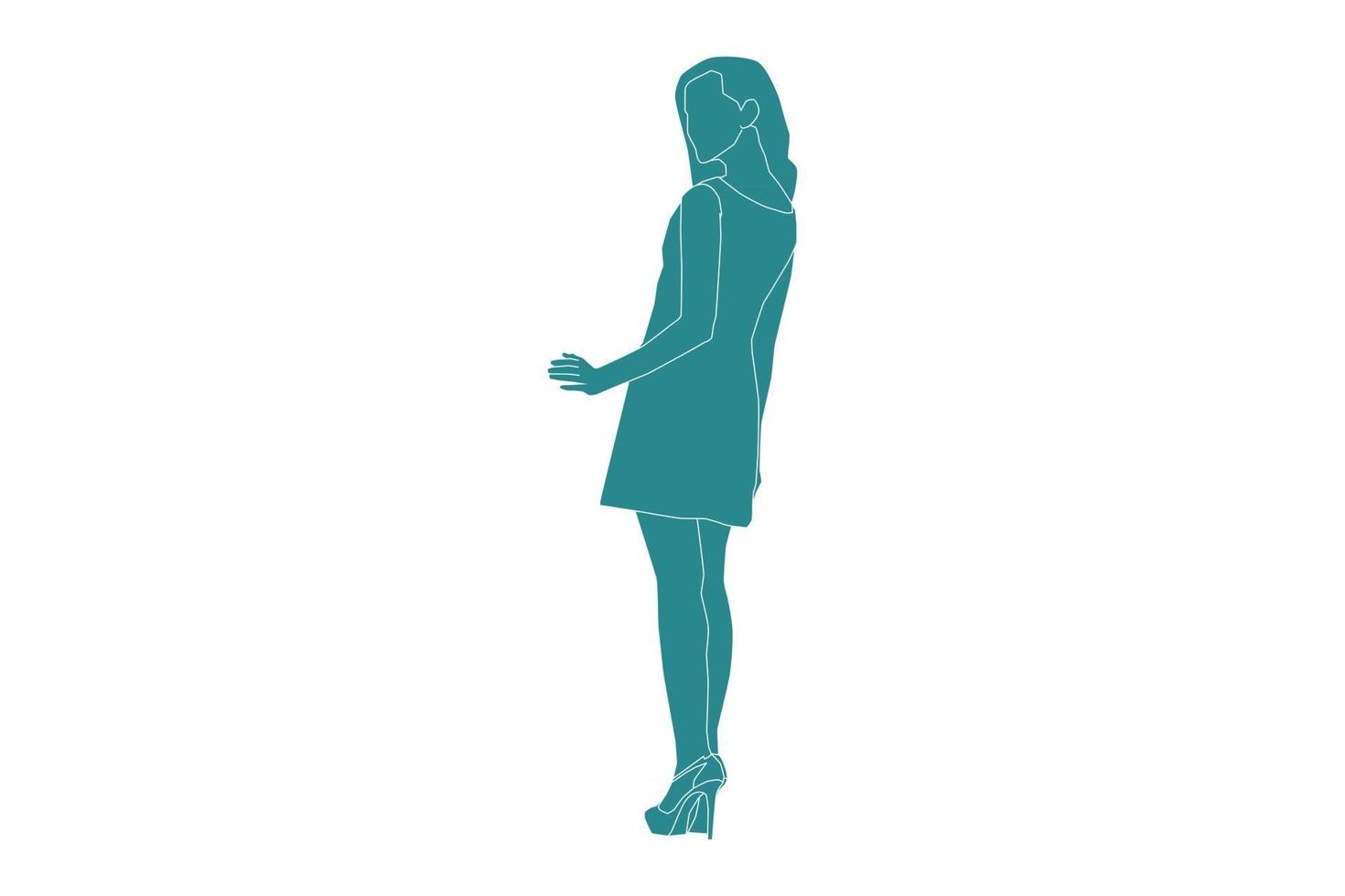 vectorillustratie van elegante vrouw poseren, vlakke stijl met outline vector