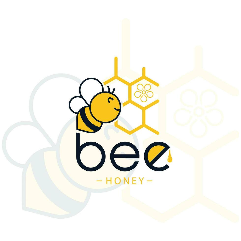 hand- getrokken honing bij met bloemen logo inspiraties vector illustratie. honing etiket ontwerp. concept voor biologisch honing producten, pakket ontwerp.