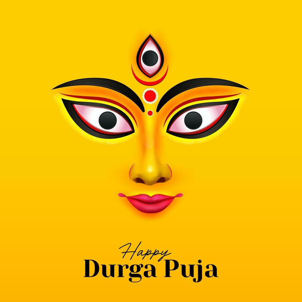 godin maa durga gezicht in gelukkig durga poeja, dussehra, en navratri viering concept voor web banier, poster, sociaal media na, en folder reclame vector