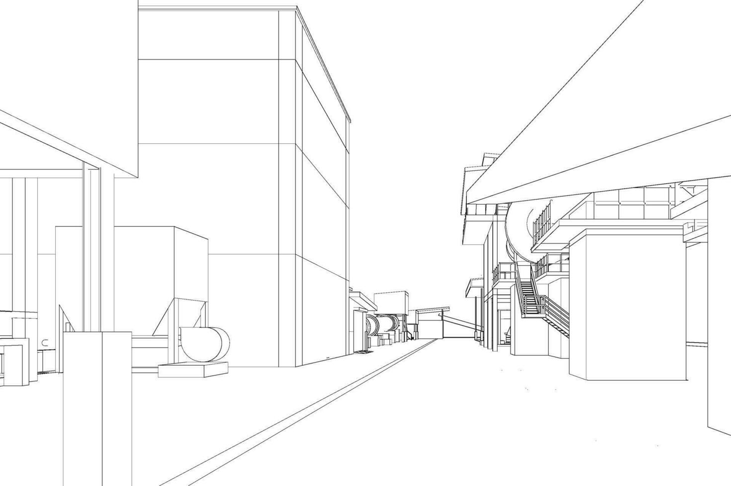 3d illustratie van industrieel gebouw vector