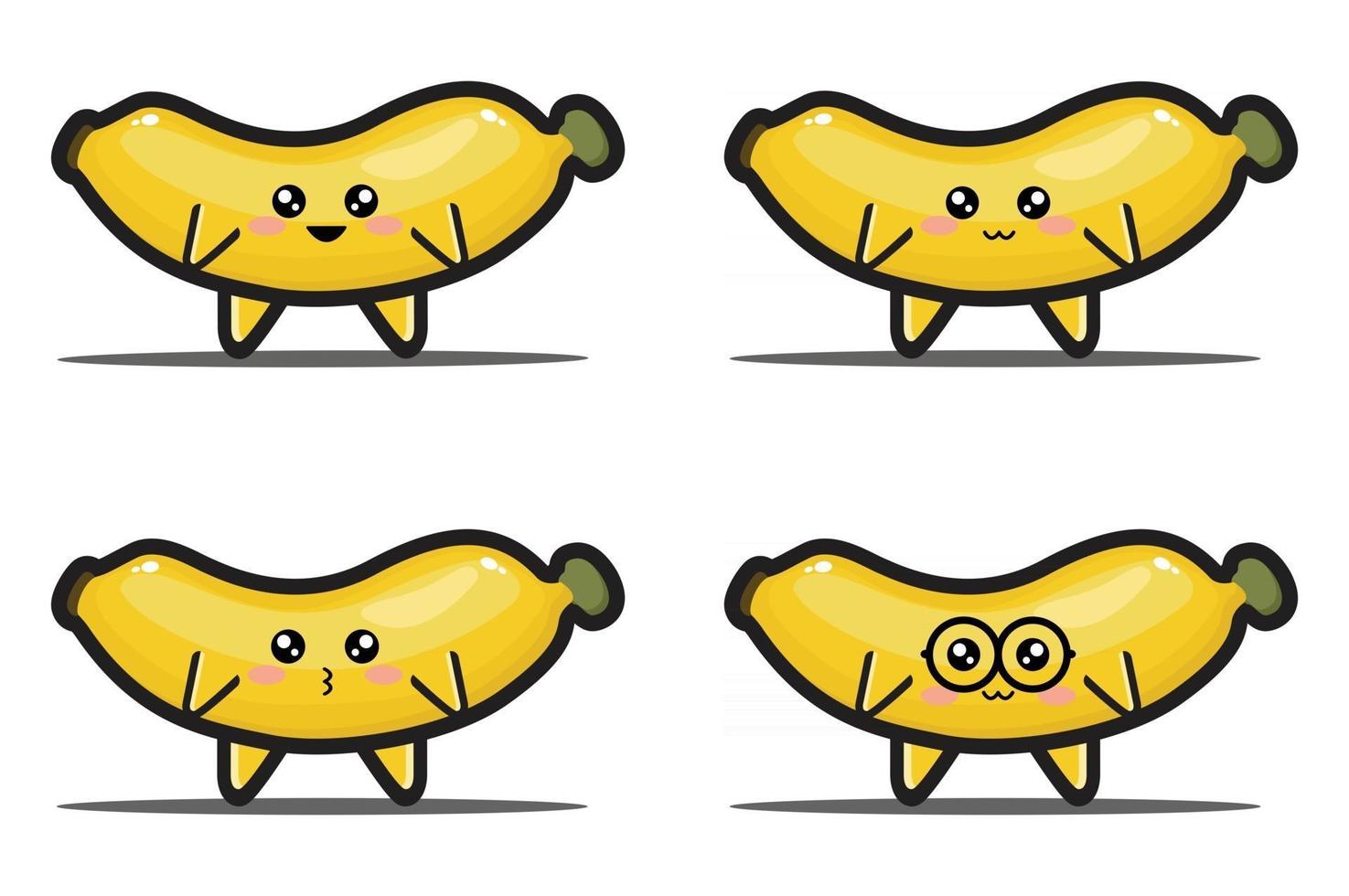 leuke cartoon banaan fruit kawaii design premium vector