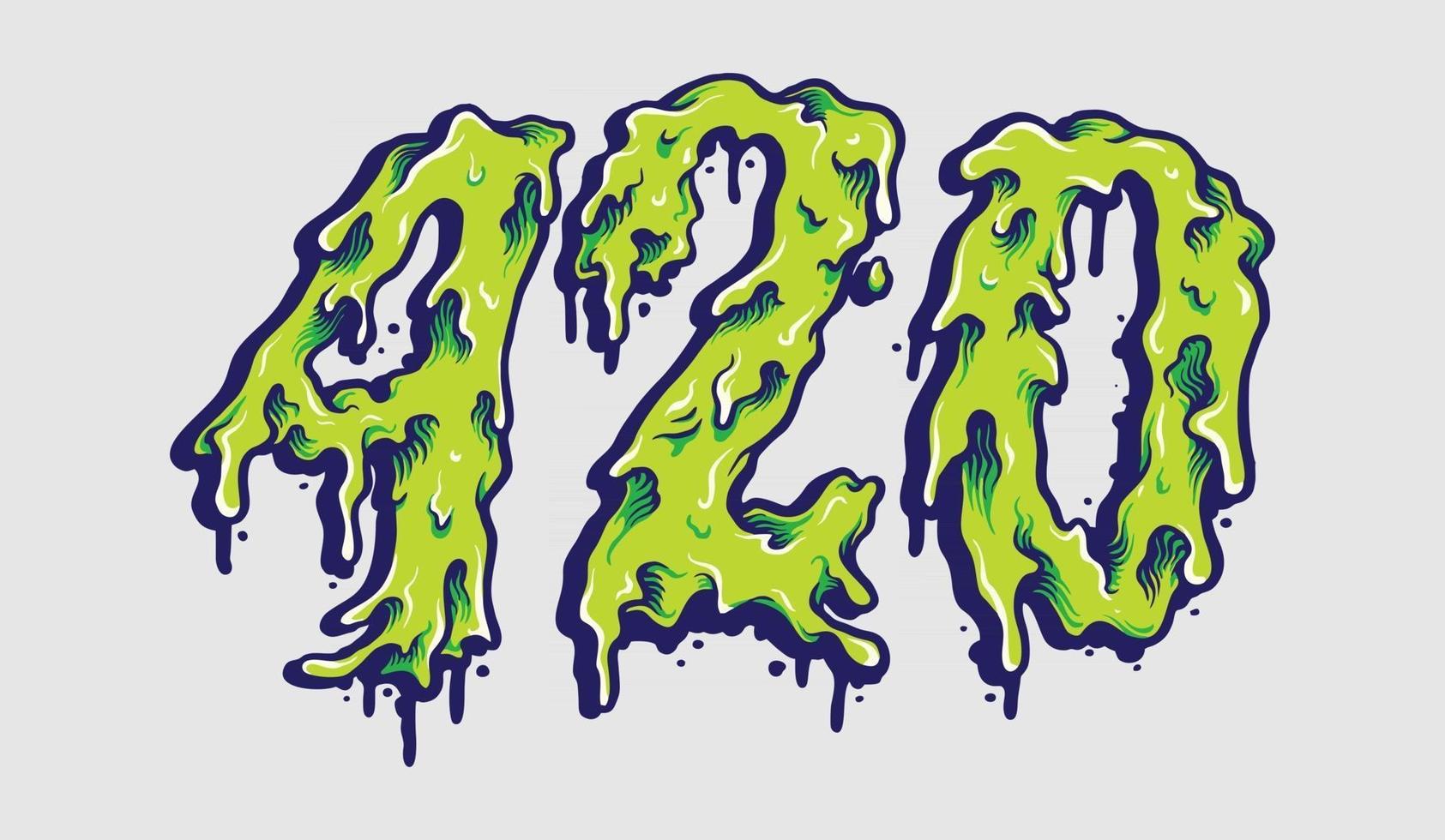 420 typografie cannabis smelt lettertype vector