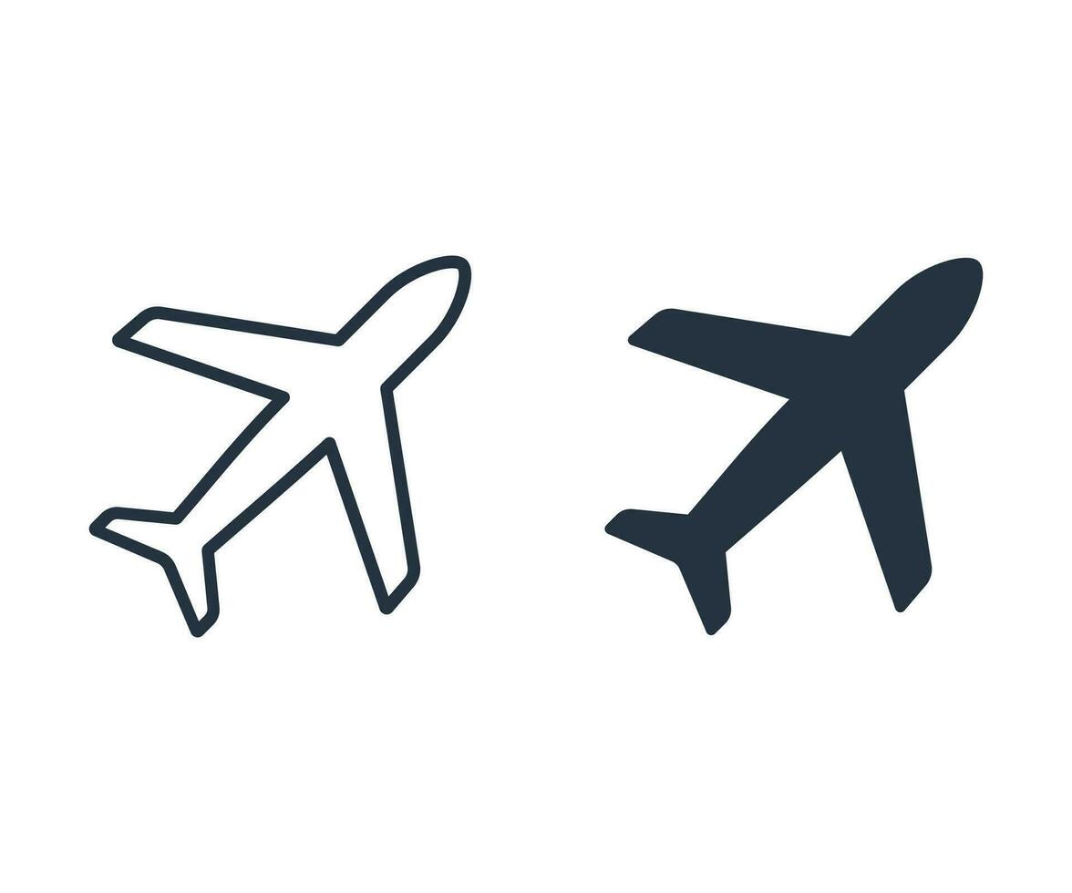 vlak icoon set. vliegtuig teken en symbool. vlucht vervoer symbool. vector