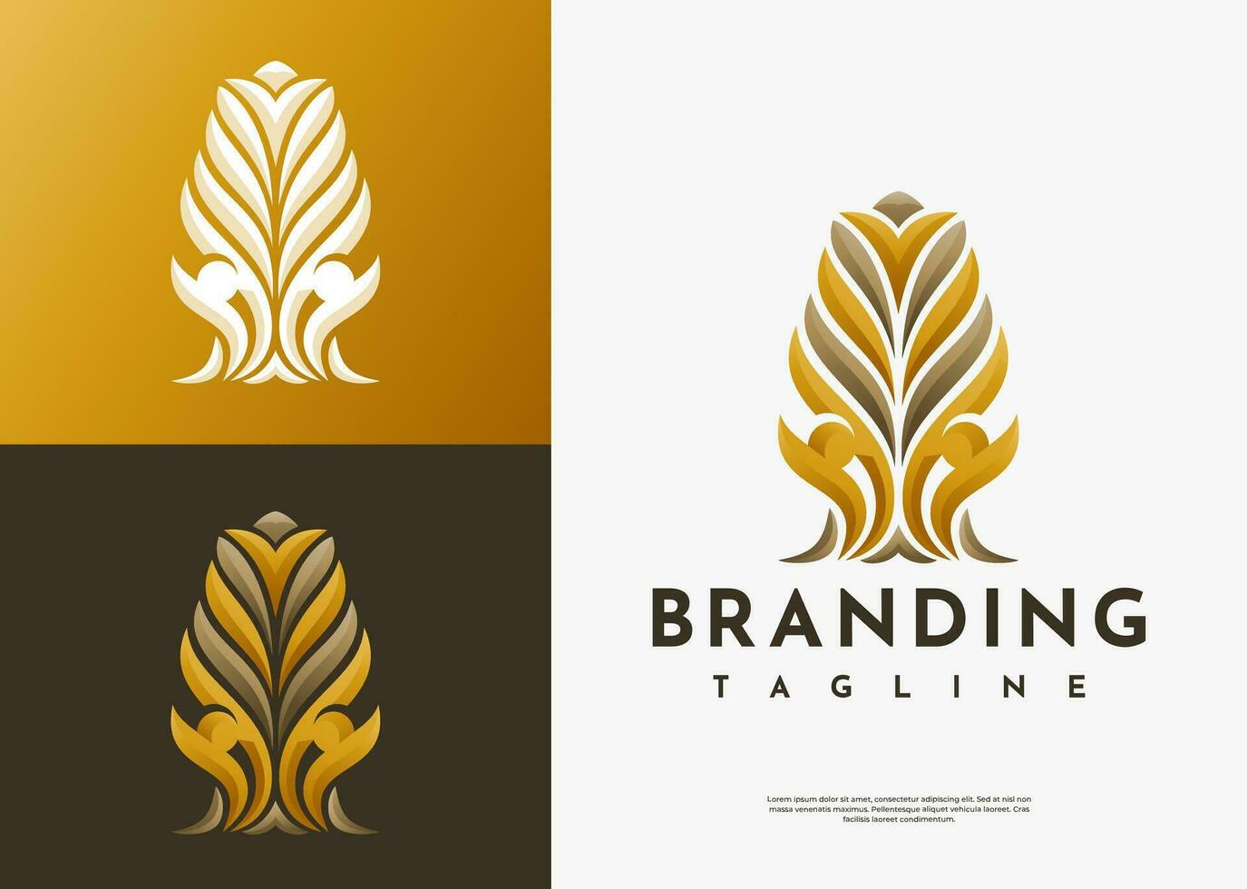 luxe abstract lijn menselijk groep logo ontwerp branding vector