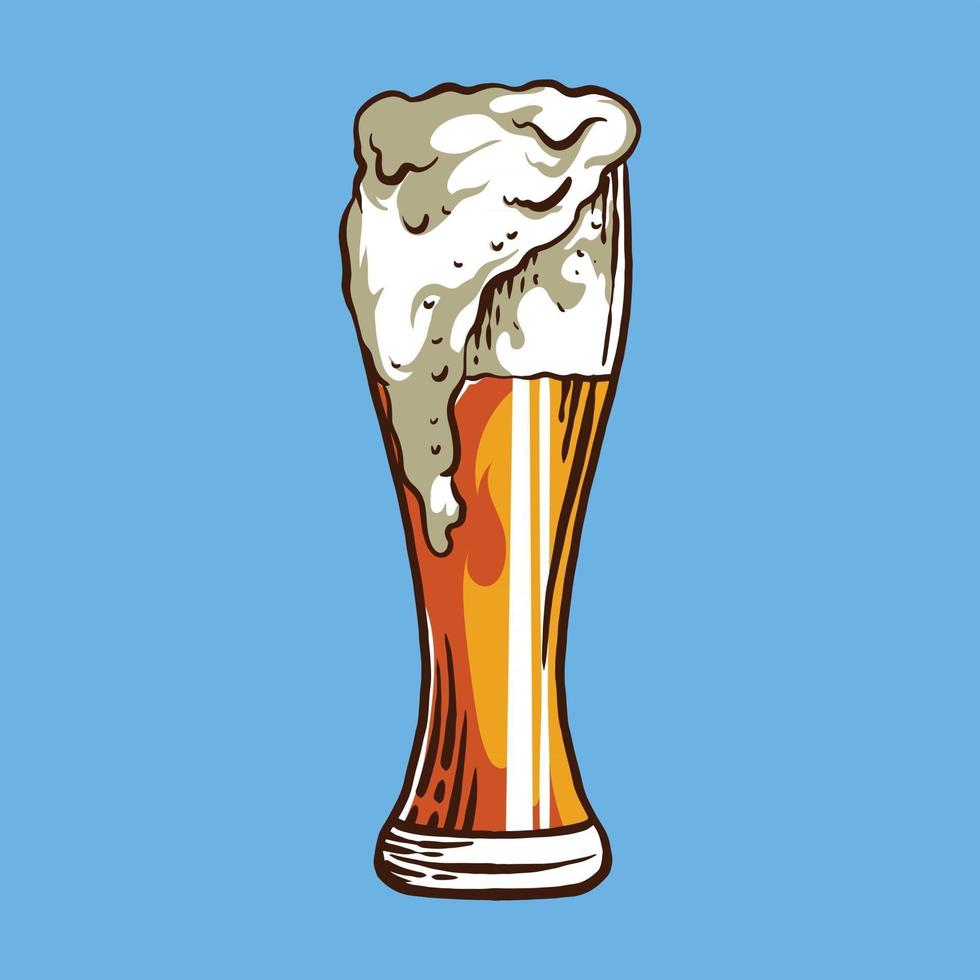 handgetekende illustratie van glasbier vector