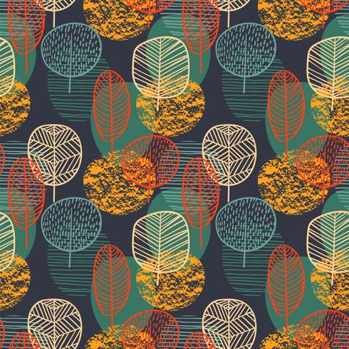 Abstract de herfst naadloos patroon met bomen. Vectorachtergrond voor diverse oppervlakte. vector