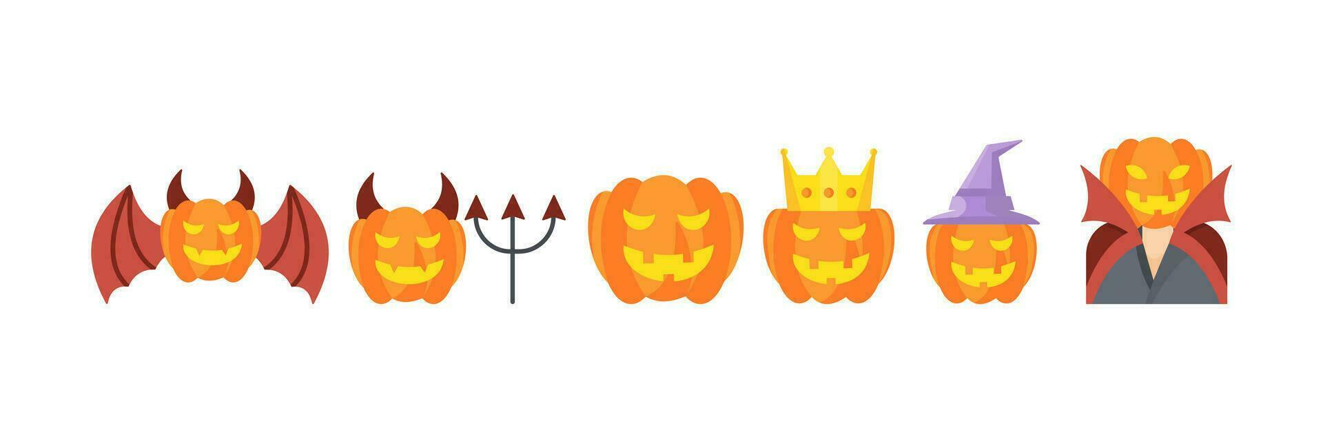 verzameling van pompoen karakter pictogrammen, halloween mascottes, voor website ontwerp enz vector