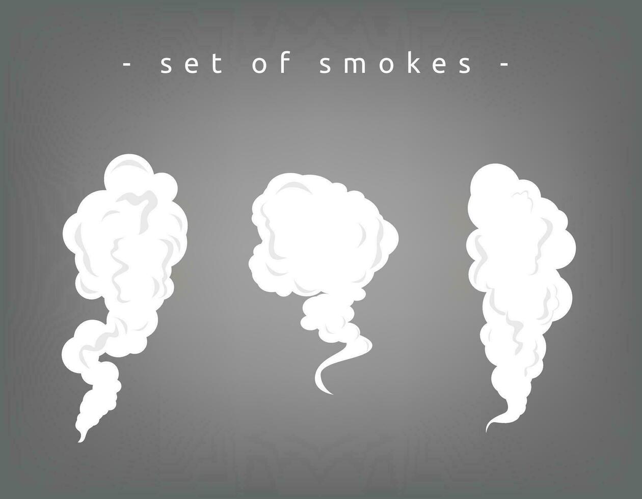 rook illustratie reeks voor speciaal Effecten sjabloon. wolken reeks Aan donker achtergrond. stof, mist, verdampen, vapen vector
