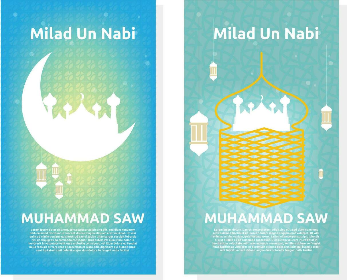 mawlid nabi Mohammed ontwerp sjabloon verhalen . verjaardag van profeet Mohammed Islamitisch verhalen. geschikt voor sociaal media groet kaart vector