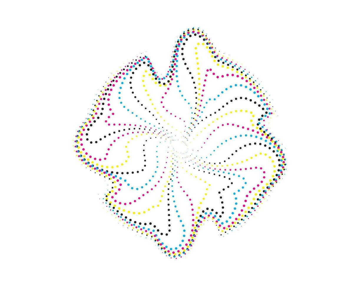 een kleurrijk patroon van dots Aan een wit achtergrond, gestippeld patroon deeltjes halftone vector bloem