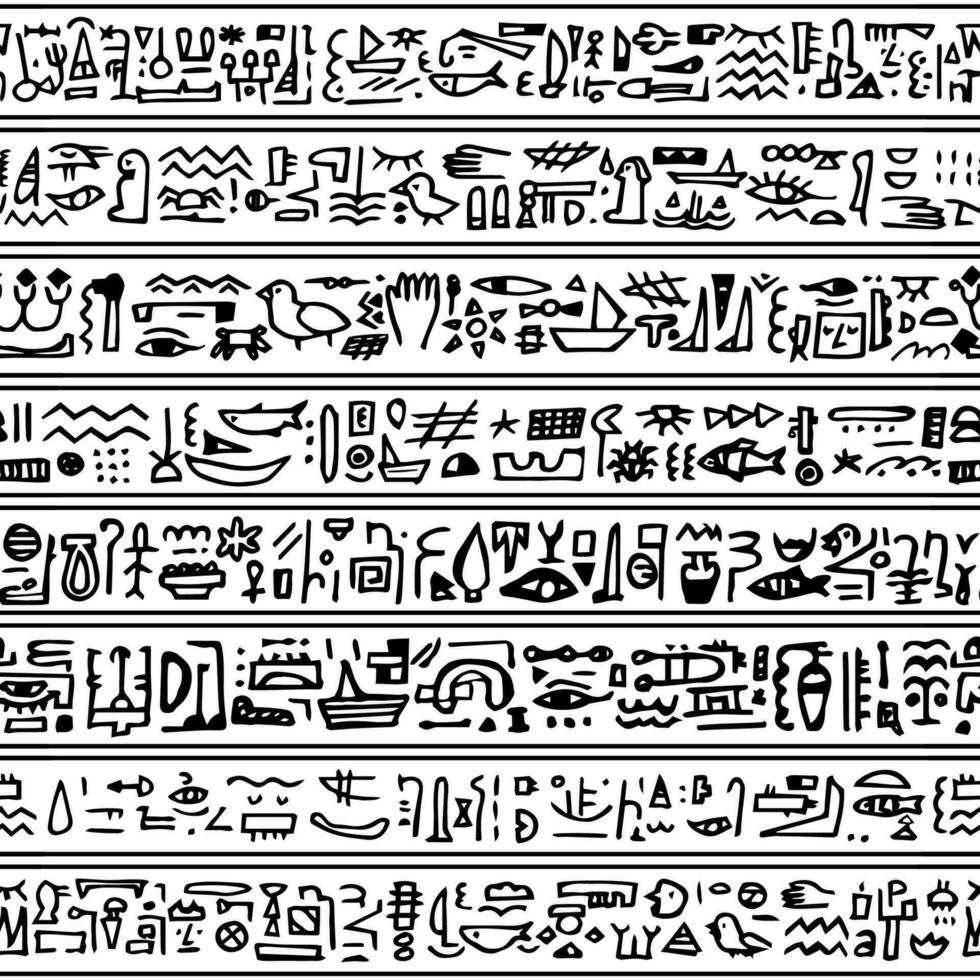 monochroom Egypte zwart wit lijn kunst vector naadloos patroon. kan worden gebruikt net zo grens voor kinderachtig textiel, boek dekt, achtergronden voor Egyptische geliefden