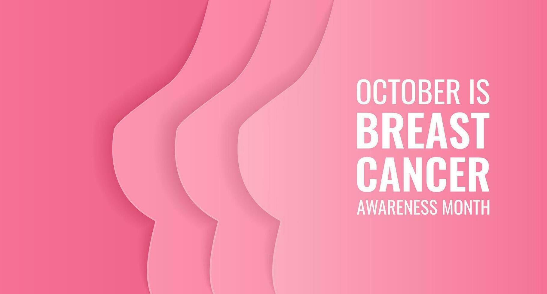 Internationale borst kanker bewustzijn maand in oktober. vector illustratie. vrouwen Gezondheid. modern web banier, omslag, poster, advertentie met een silhouetten van een vrouw borst. papier besnoeiing stijl.