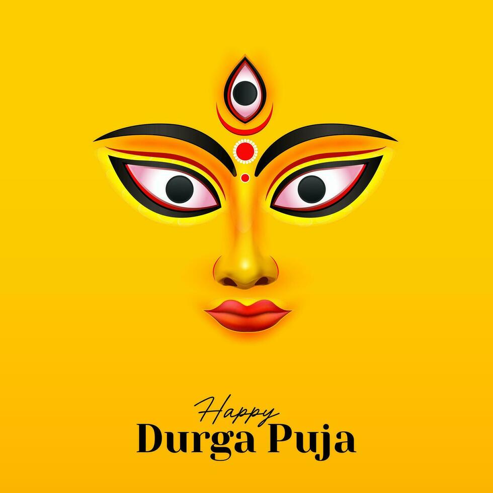 godin maa durga gezicht in gelukkig durga poeja, dussehra, en navratri viering concept voor web banier, poster, sociaal media na, en folder reclame vector