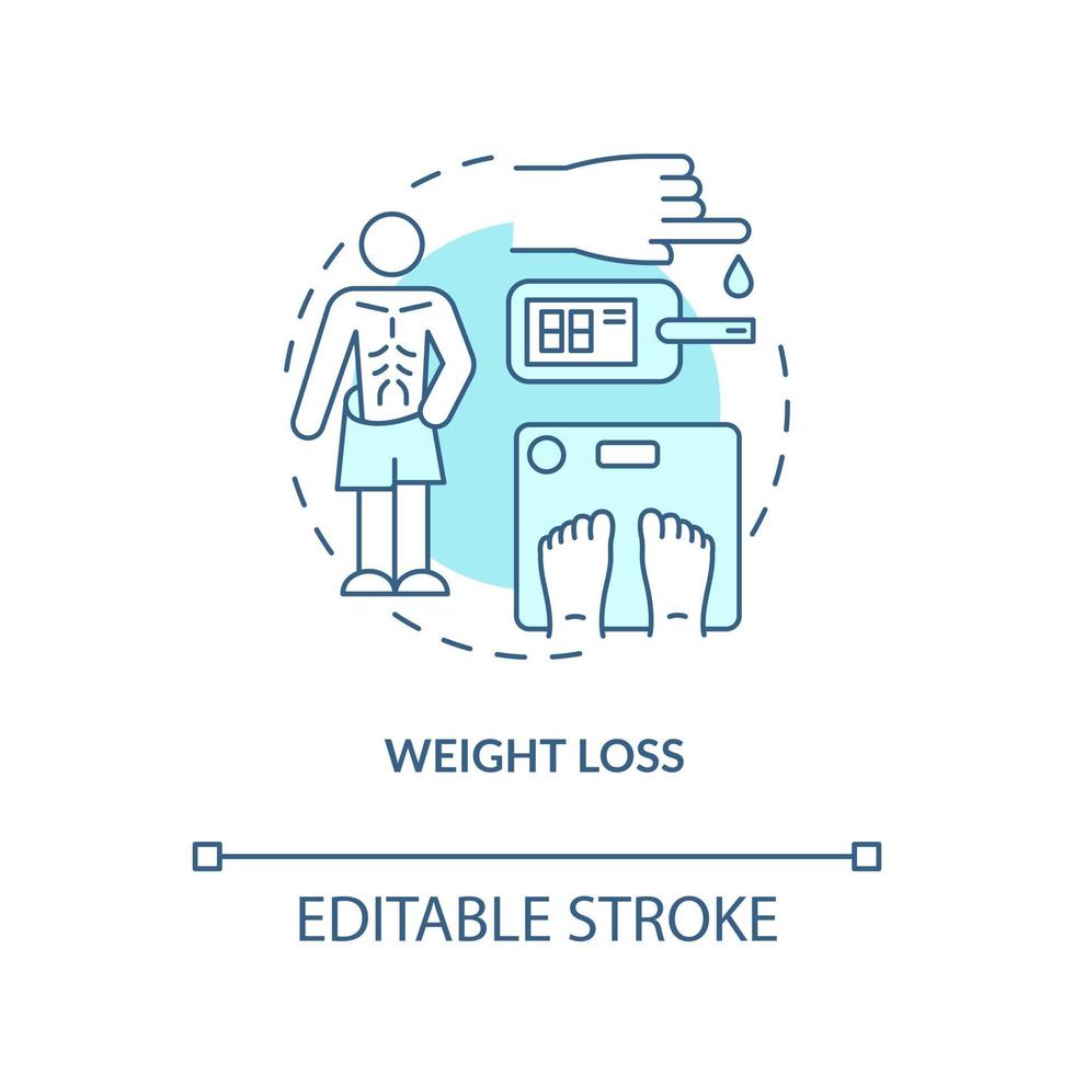 gewichtsverlies concept icoon. kilo's kwijt. ziekte problemen. medische behandeling. genezen van diabetes abstracte idee dunne lijn illustratie. vector geïsoleerde omtrek kleur tekening. bewerkbare streek