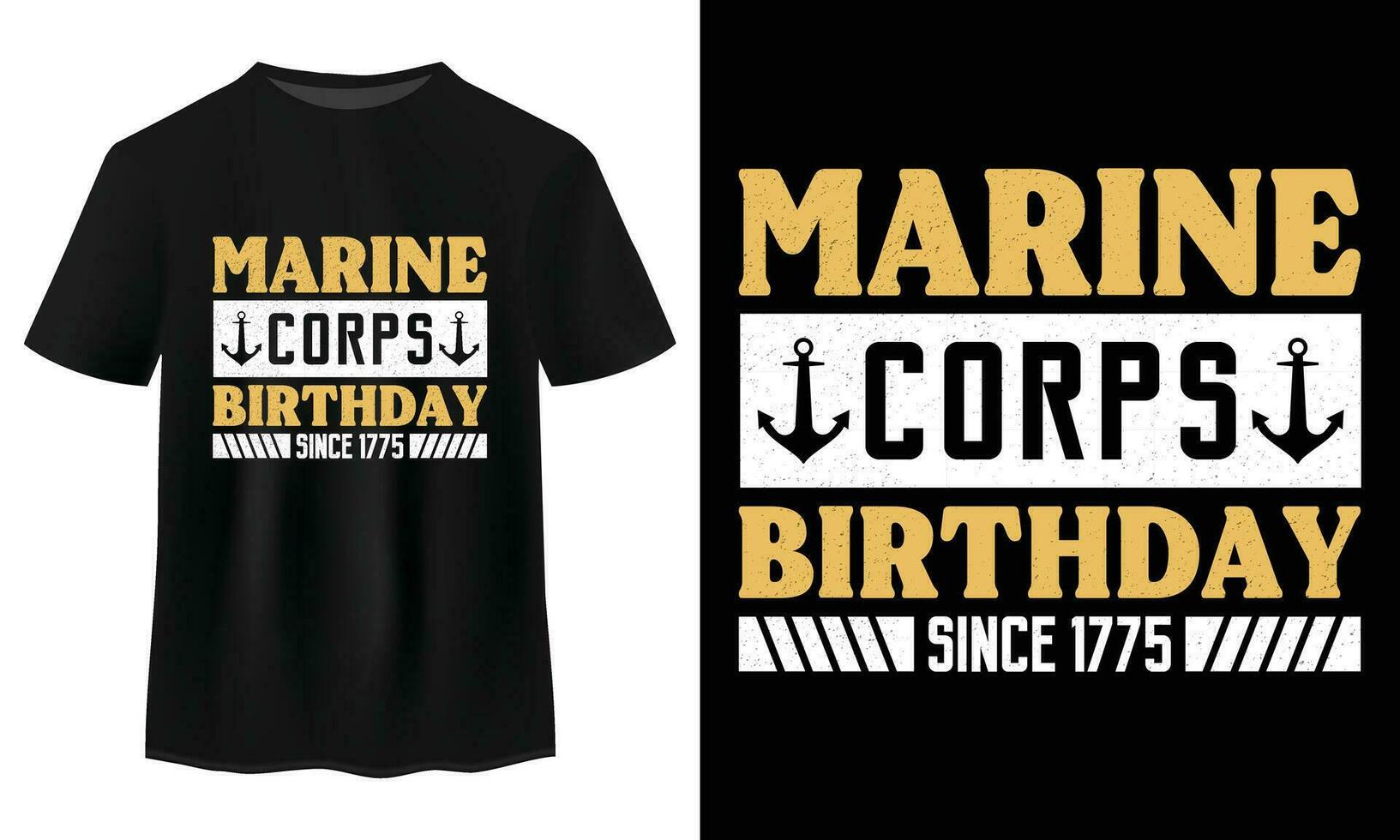 gelukkig marinier corps verjaardag t overhemd ontwerp Aan zwart t shirt, gevestigd ons marinier corp in 1775 Aan november 10 T-stukken, typografie Amerikaans marinier gewassen verjaardag evenement en vakantie vector illustratie