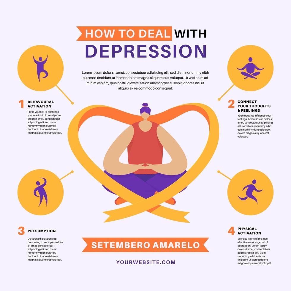 omgaan met depressie infographic vector