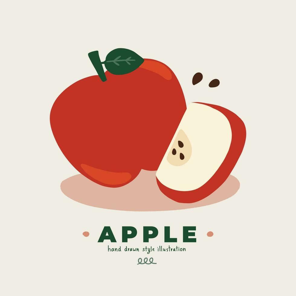 hand- getrokken illustratie vector van schattig geïsoleerd vlak minimaal motief appel doodle-stijl ontwerp illustraties