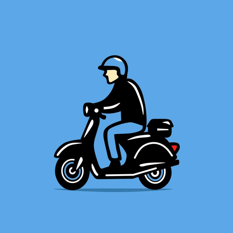 logo ontwerp illustratie van een levering koerier Aan een motor vector