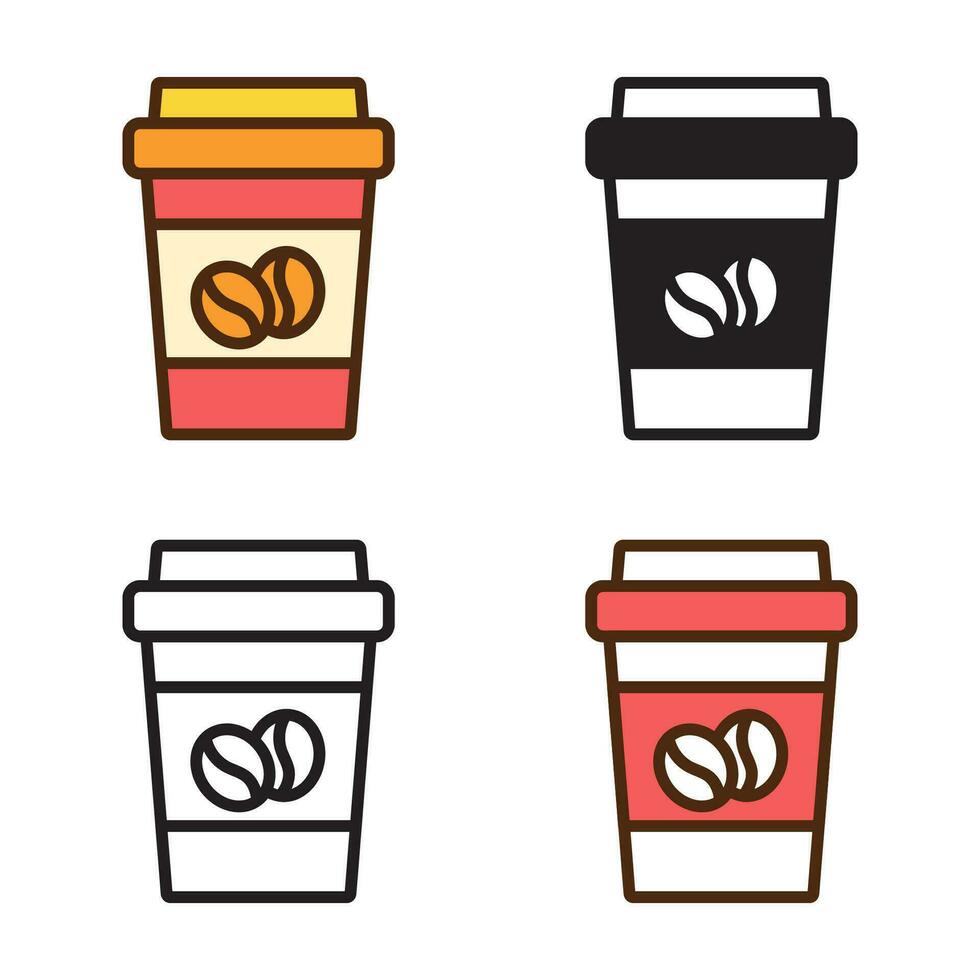 koffie kop icoon in 4 stijl vlak, glyph, schets, duotoon vector