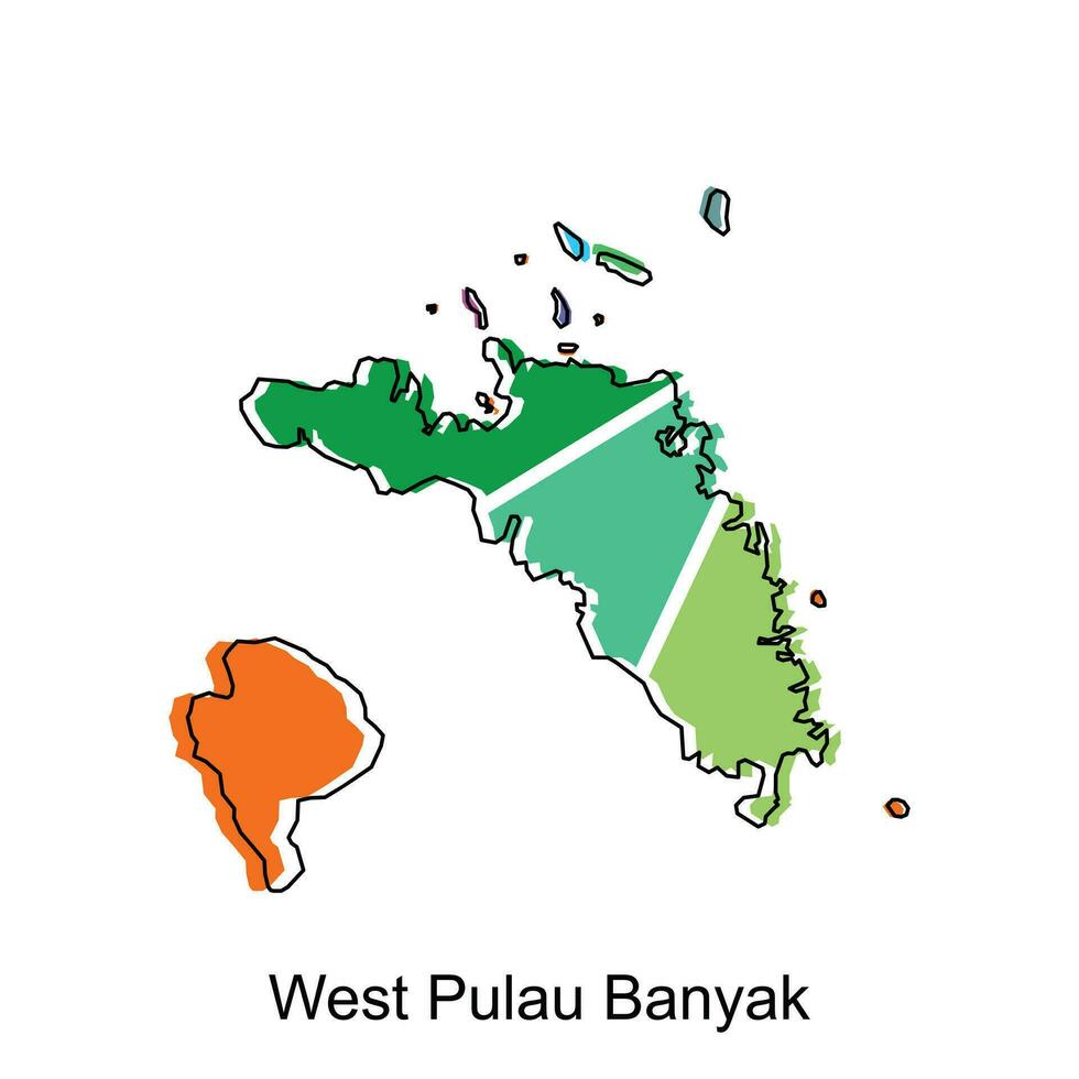 kaart stad van west pulau banjak, wereld kaart Internationale vector sjabloon met schets grafisch schetsen stijl Aan wit achtergrond