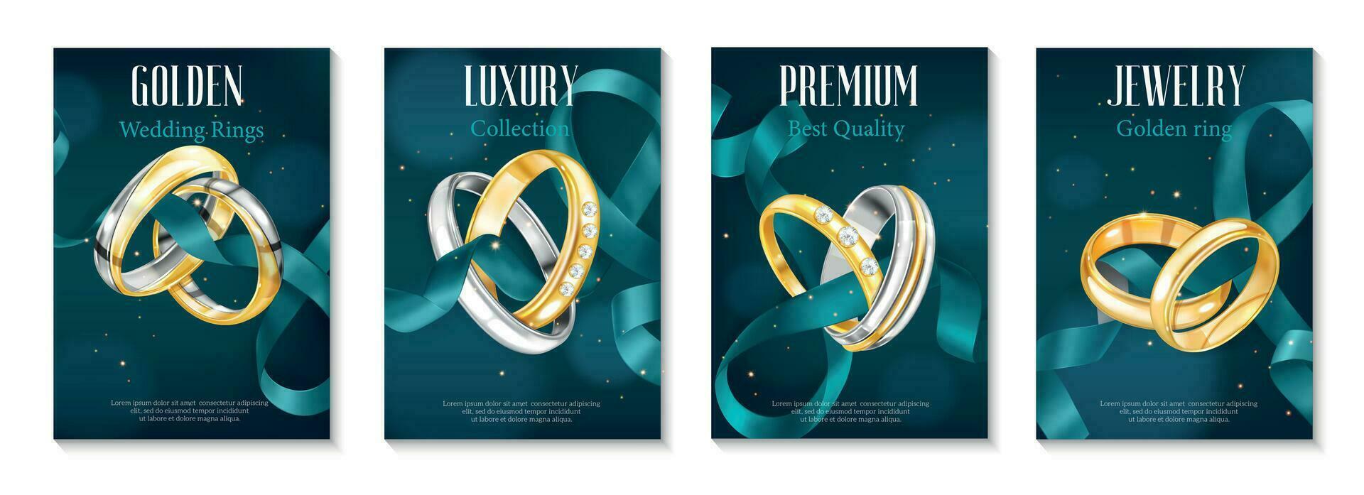 realistisch luxe ringen posters vector