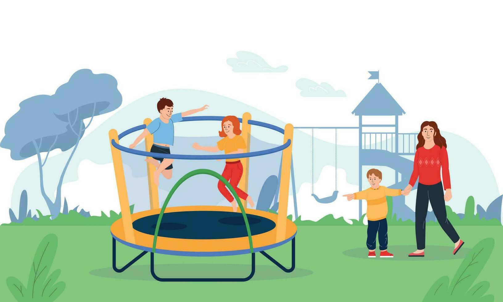 trampoline jumping illustratie vector