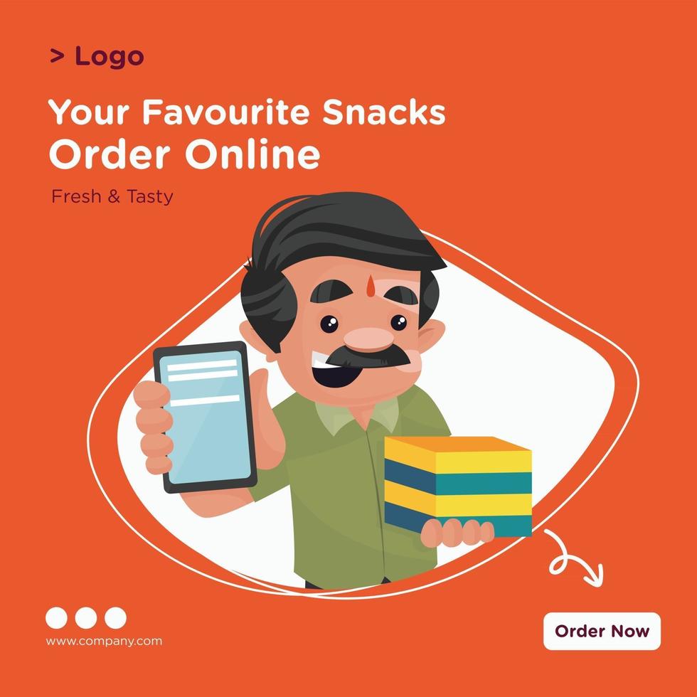 uw favoriete snacks bestel online bannerontwerpsjabloon vector