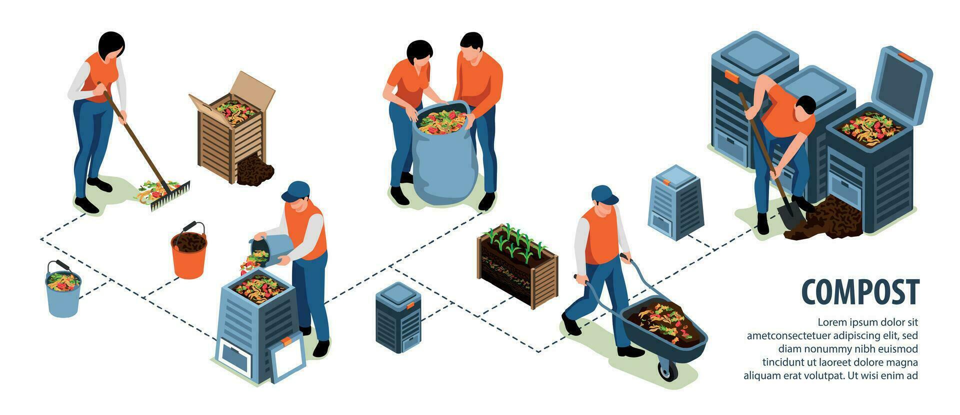 isometrische compost infographics vector