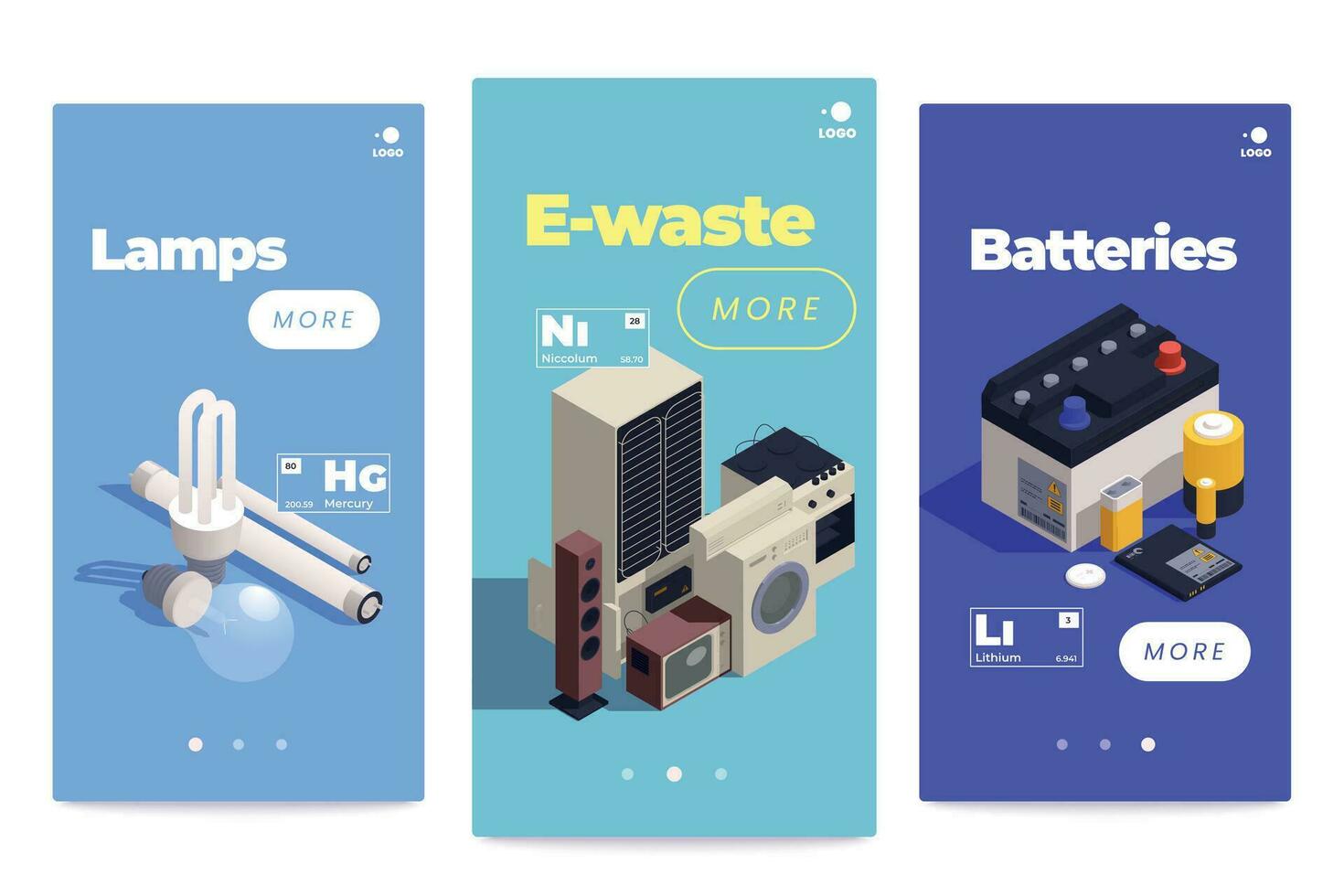 e-waste verticaal banners reeks vector