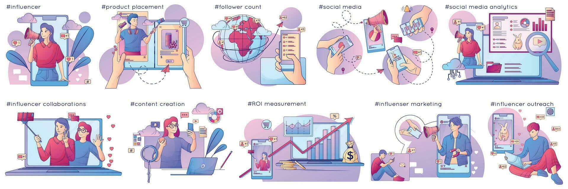 influencer afzet vlak composities vector