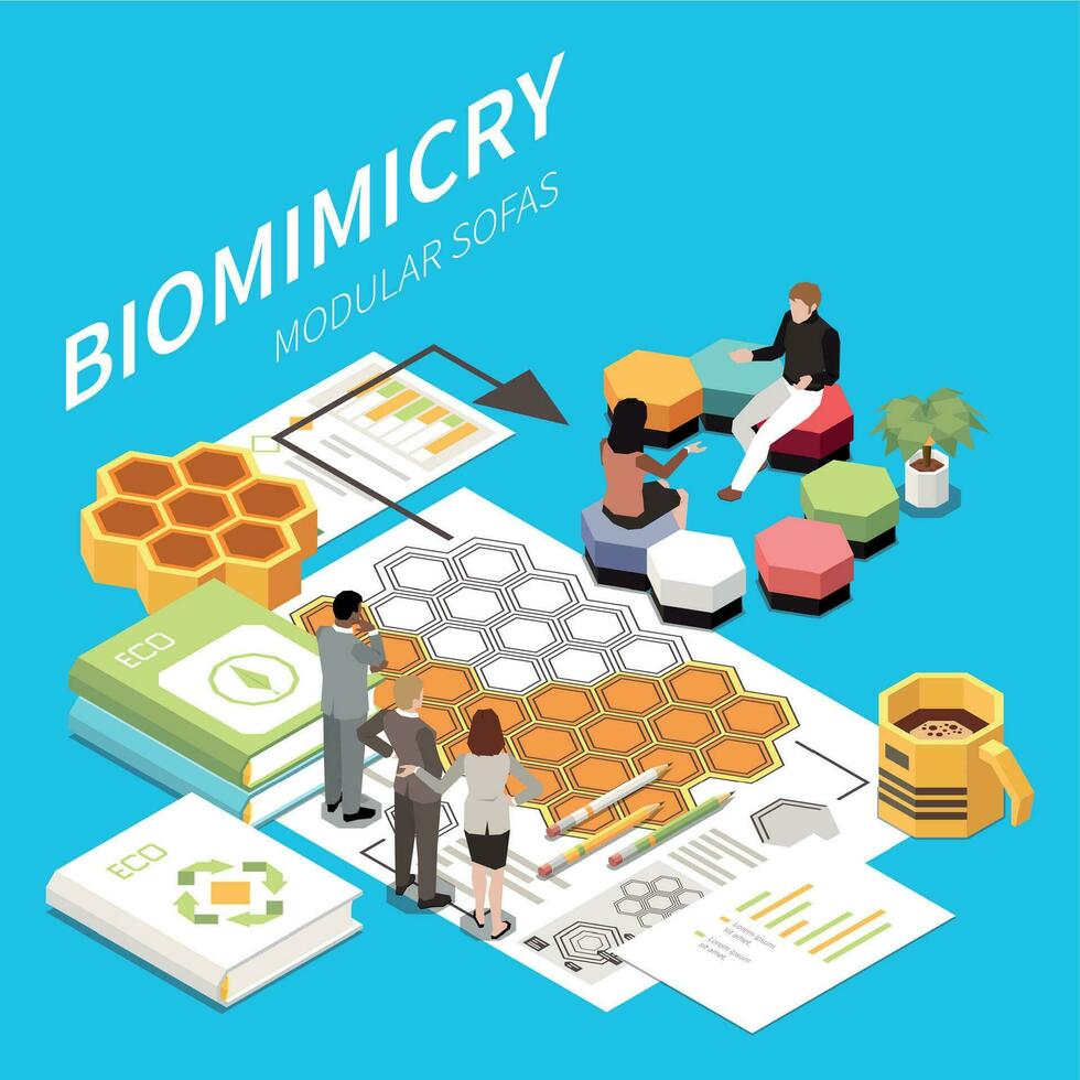 biomimicry isometrische achtergrond vector