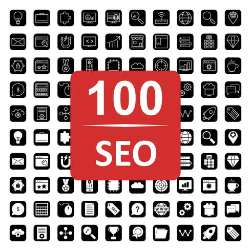 Set van Vector SEO Search Engine Optimization pictogrammen