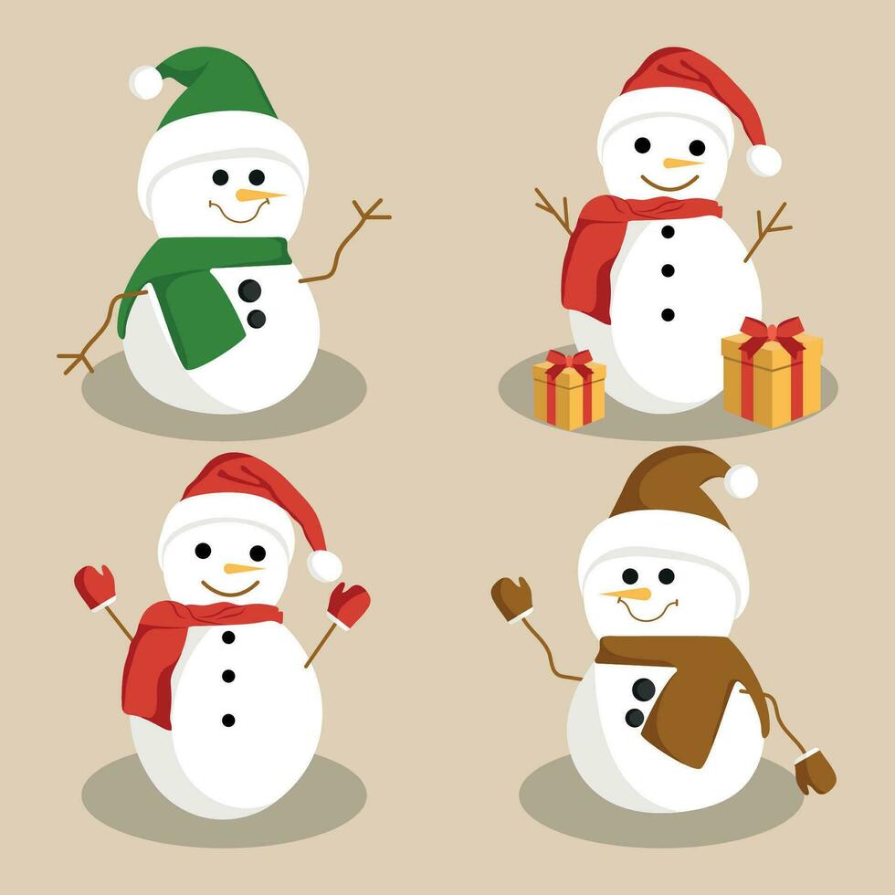 sneeuwman icoon set. Kerstmis symbool verzameling. vector illustratie