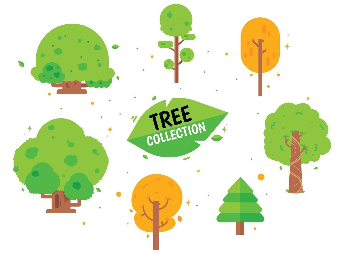 boom collectie pack van verschillende bomen cartoon vectorillustratie vector