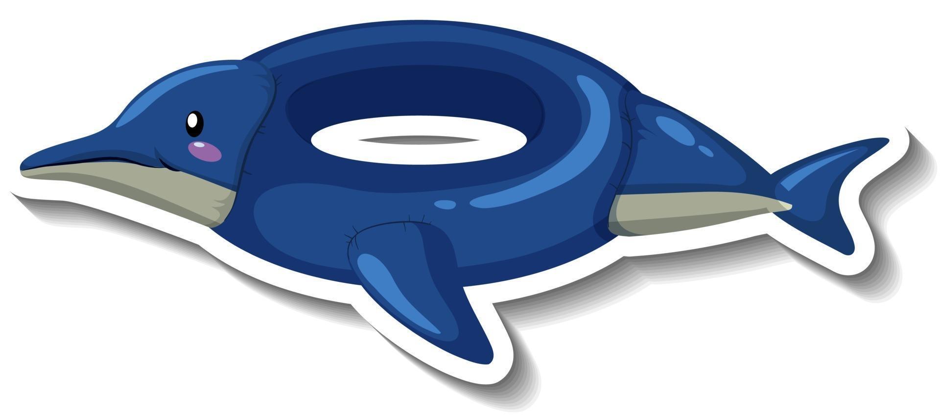 een stickersjabloon met een zwemring in de vorm van een dolfijn vector