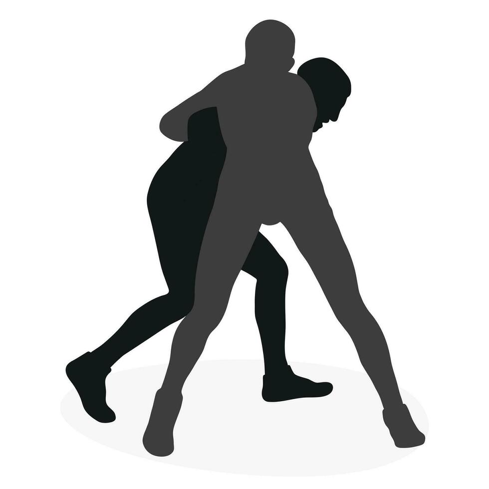 silhouetten mensen vechten, mma strijders. greco Romeins worstelen, gevecht, bestrijden, strijd, worstelen, duel, gemengd krijgshaftig kunst, sportiviteit vector