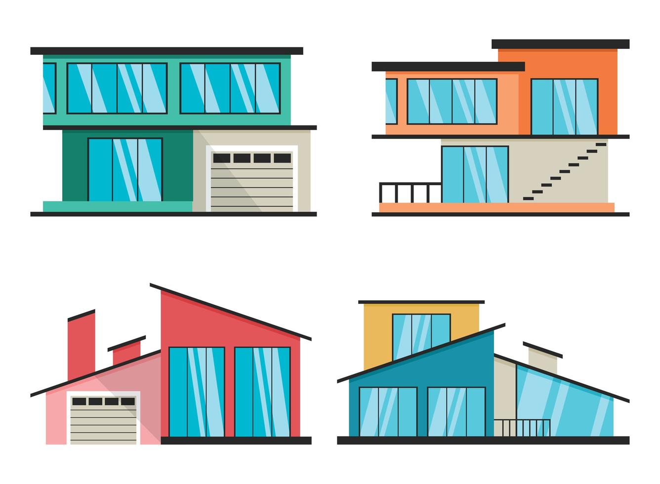 exterieurontwerp met flatgebouw vector