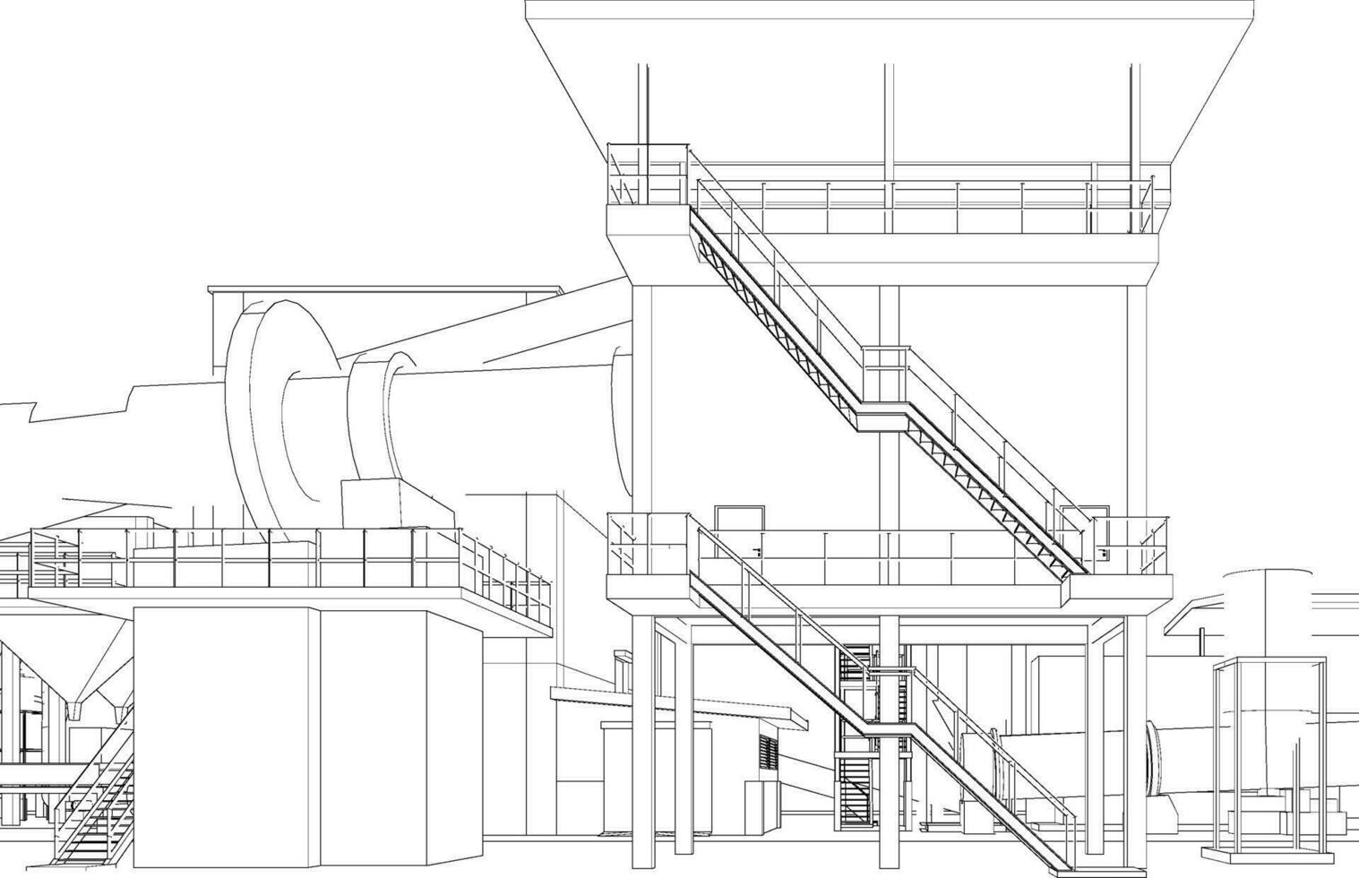 3d illustratie van industrieel gebouw vector