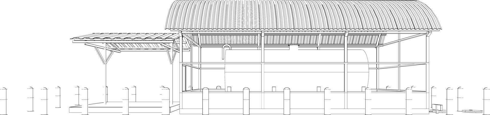 3d illustratie van industrieel gebouw vector