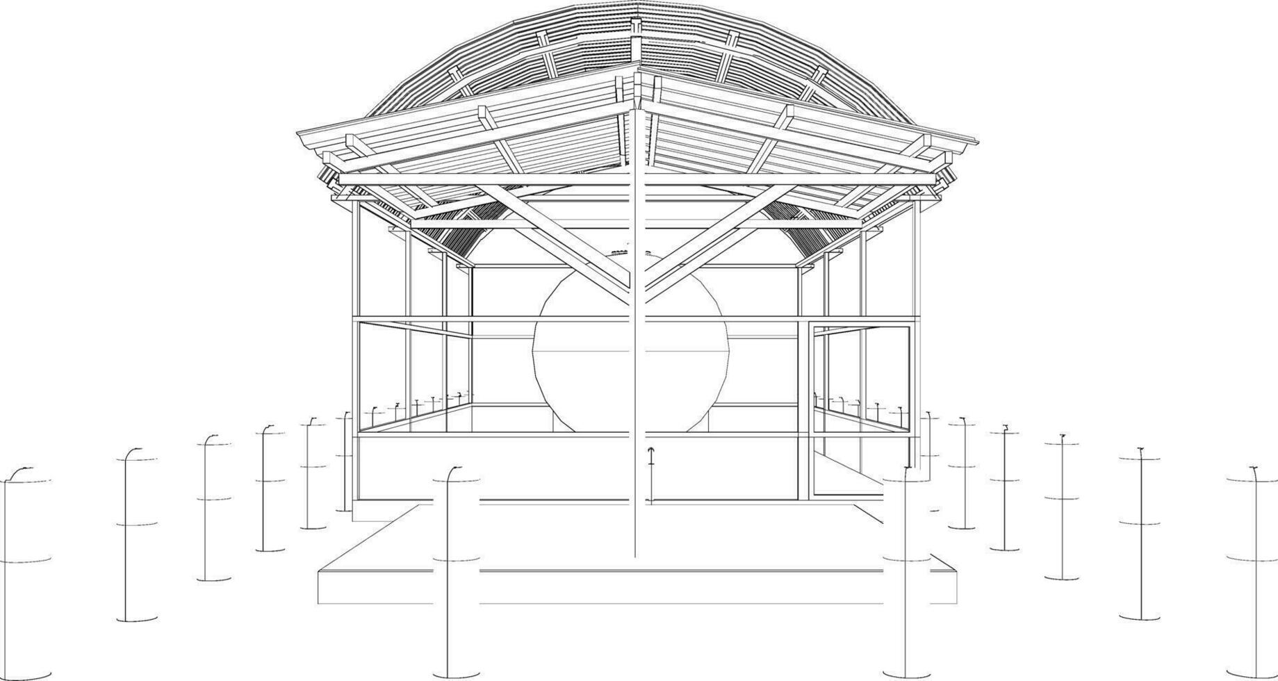 3d illustratie van industrieel gebouw vector