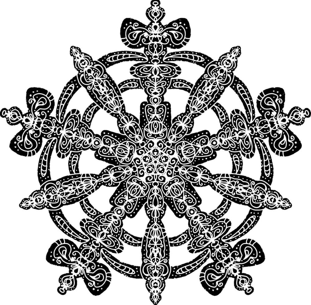 een sneeuwvlok ontwerp in zwart en wit vector